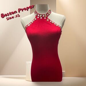 Boston Proper NWOT Embellished Red Top